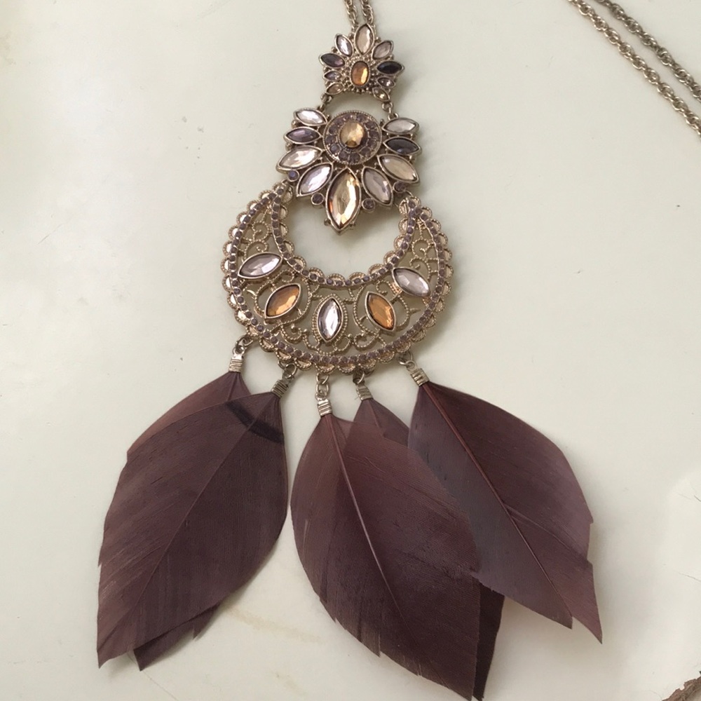 Jeweled feather necklace